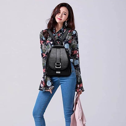 Genuine Leather Backpack for Women Water Resistant Anti Theft Travel Bag