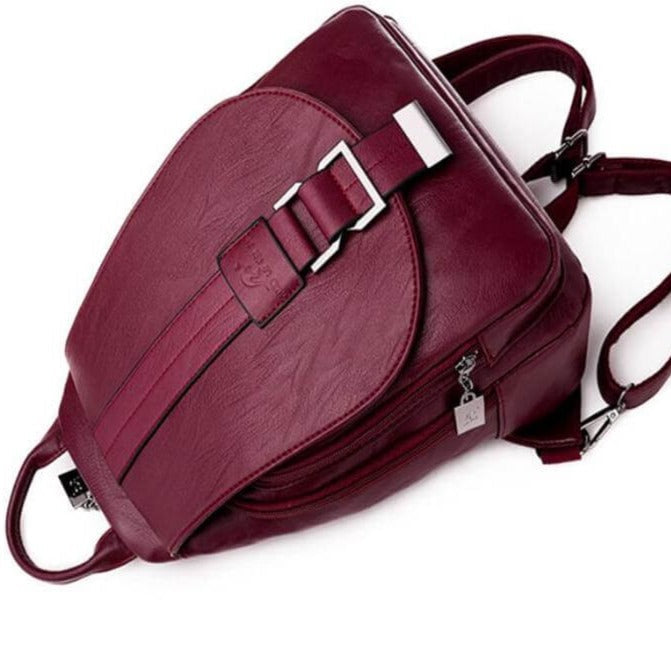 Genuine Leather Backpack for Women Water Resistant Anti Theft Travel Bag