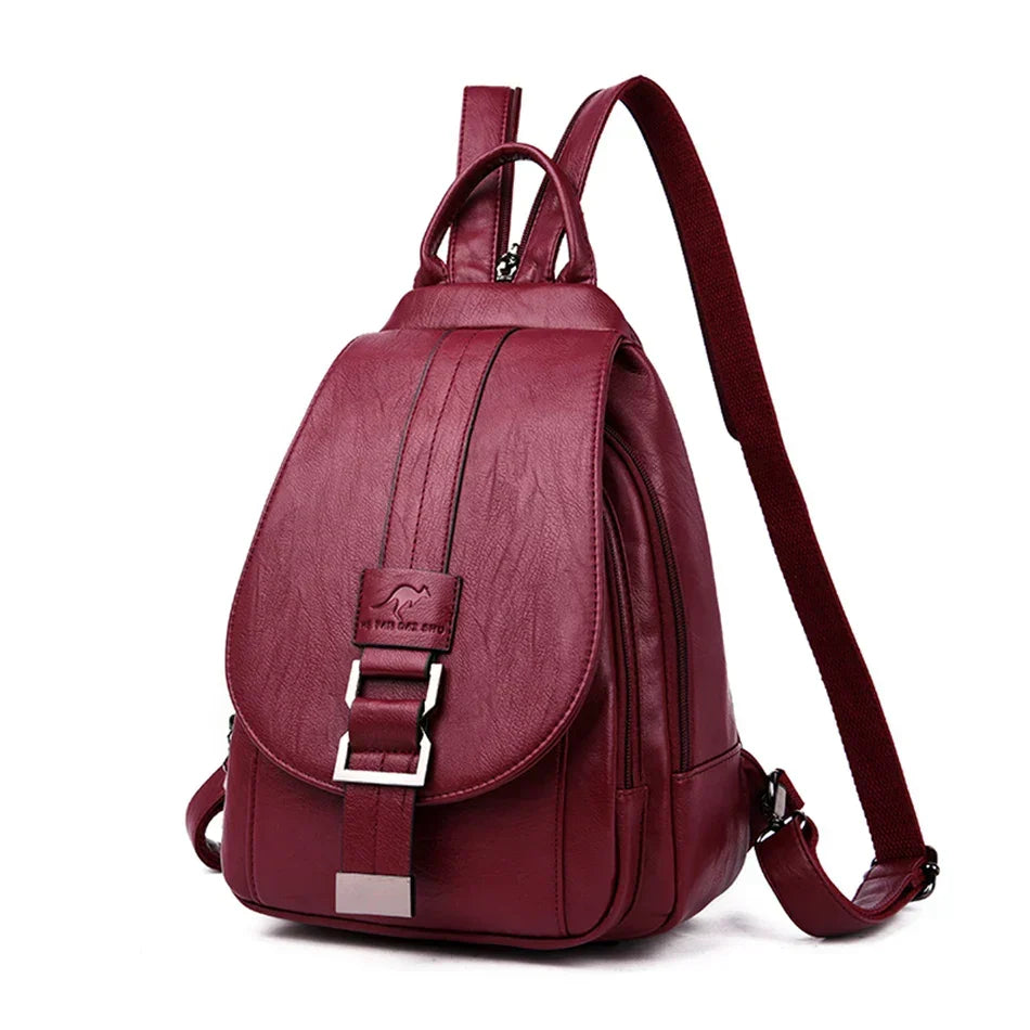 Genuine Leather Backpack for Women Water Resistant Anti Theft Travel Bag