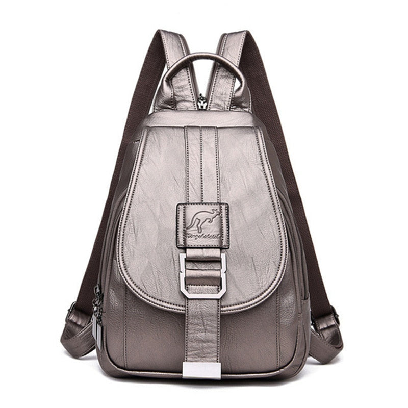 Genuine Leather Backpack for Women Water Resistant Anti Theft Travel Bag