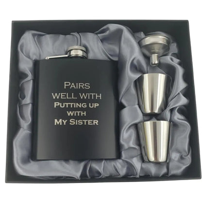 Putting Up with My Sister Flask Gift Set