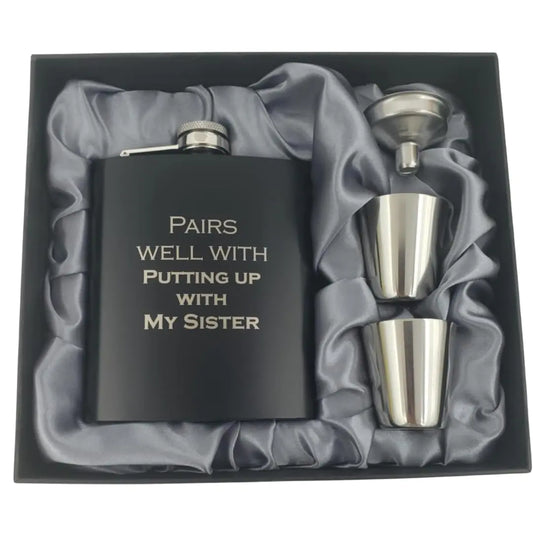 Putting Up with My Sister Flask Gift Set