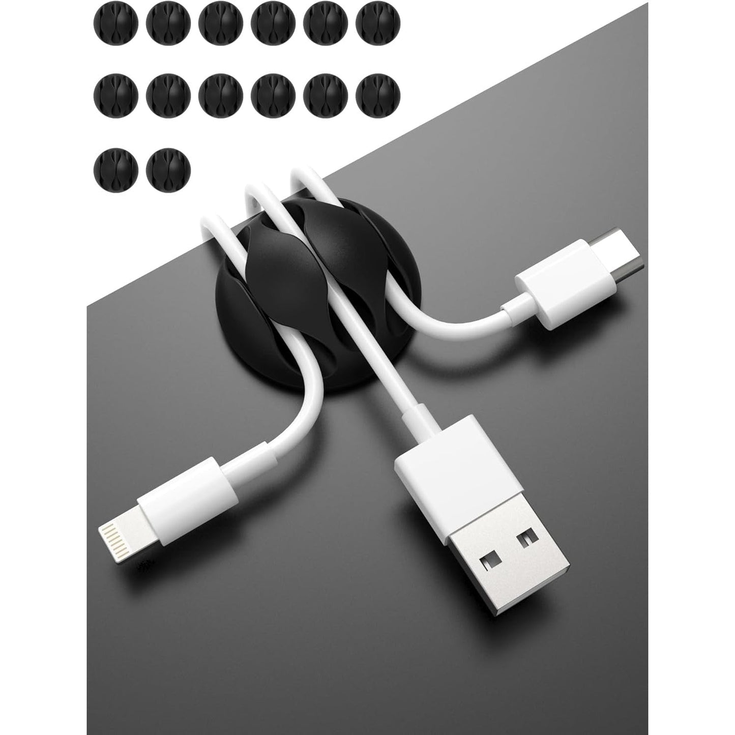 Pack Black 3-Hole TPR Cable Clips Cord Organizer - Premium Wire Management Holde