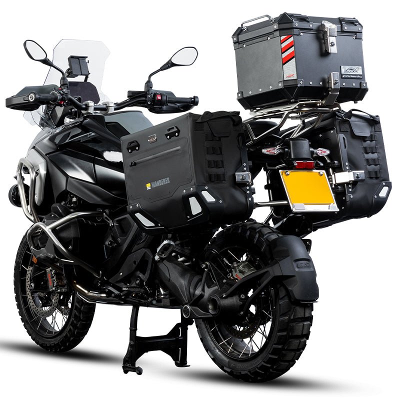 LOBOO Wanderer Series 30L+40L Dual-Purpose Waterproof Side Bags — IPX6 Rated, PP Support Board, Corner Protector, Exhaust-Avoid Design, Anti-Theft System (Requires LOBOO Side Racks)