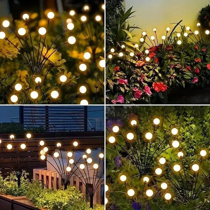 Solar Firefly Garden Lights – LED Outdoor Waterproof Pathway Lighting in Warm White
