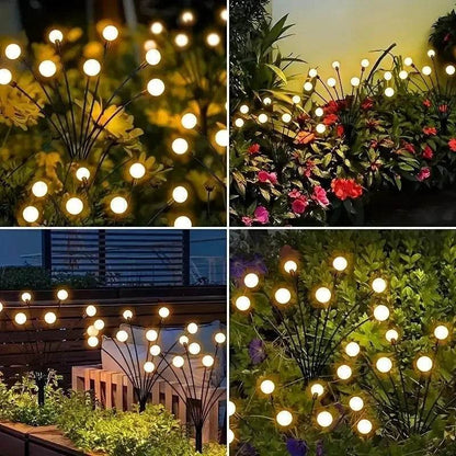 Solar Firefly Garden Lights – LED Outdoor Waterproof Pathway Lighting in Warm White