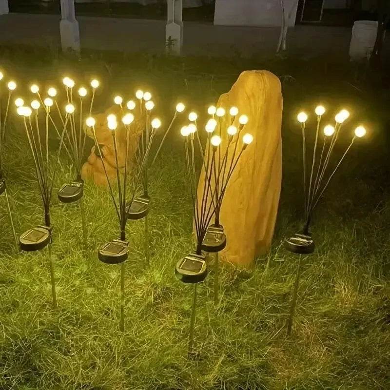 Solar Firefly Garden Lights – LED Outdoor Waterproof Pathway Lighting in Warm White