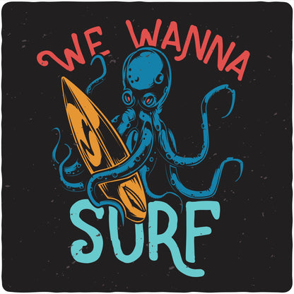 T-shirt graphique à manches courtes pour hommes en bambou/viscose et coton biologique "We Wanna Surf"