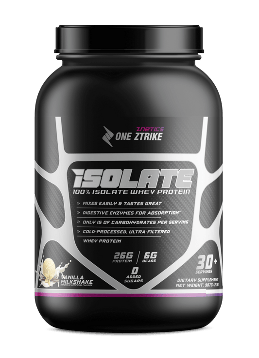 Whey Isolate Protein Vanilla 2LB | 26g Protein, Zero Sugar | ONE ZTRIKE by ZNETICS