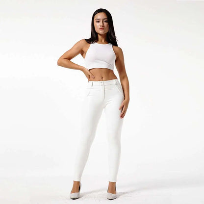 White PU Leather High Waisted Skinny Pants