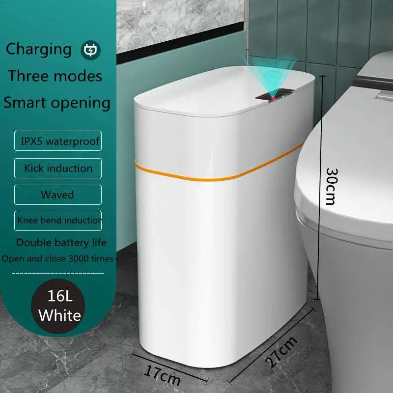 White Smart Trash Can for Living Room Kitchen