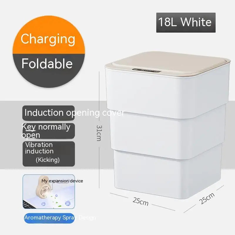 White Smart Trash Can for Living Room Kitchen