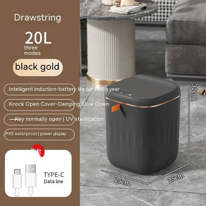 White Smart Trash Can for Living Room Kitchen