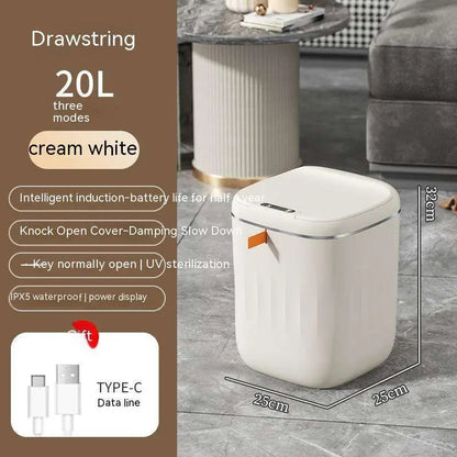 White Smart Trash Can for Living Room Kitchen