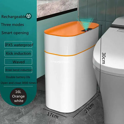White Smart Trash Can for Living Room Kitchen