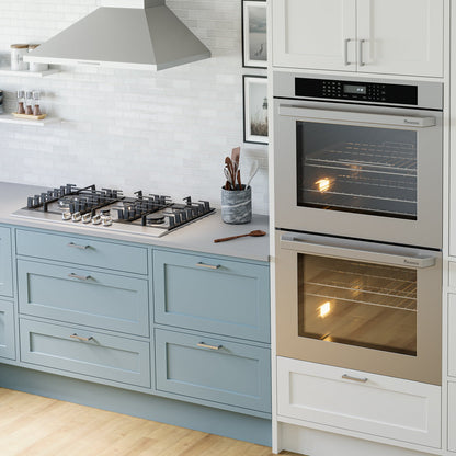 Horno de pared eléctrico doble Rangaire de 30" con autolimpieza, freidora de aire, verdadera convección, acero inoxidable RWOD301GS