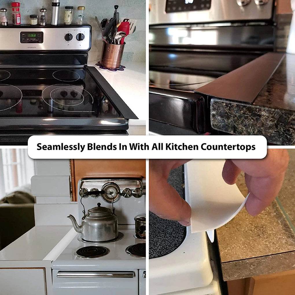 Bande d'étanchéité en silicone pour la protection de la cuisinière et du comptoir de cuisine – Anti-huile et anti-éclaboussures
