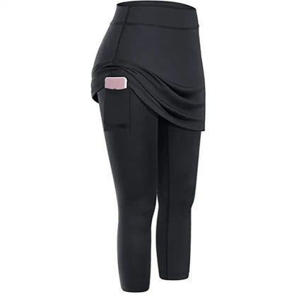 Women Tennis Skirted Leggings with Pockets
