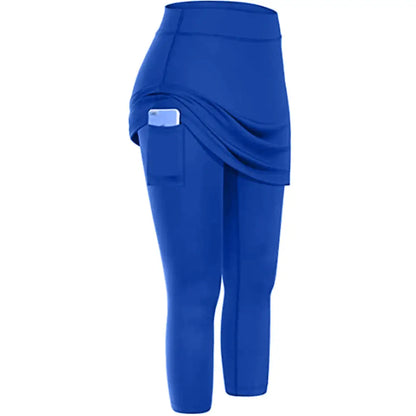Women Tennis Skirted Leggings with Pockets