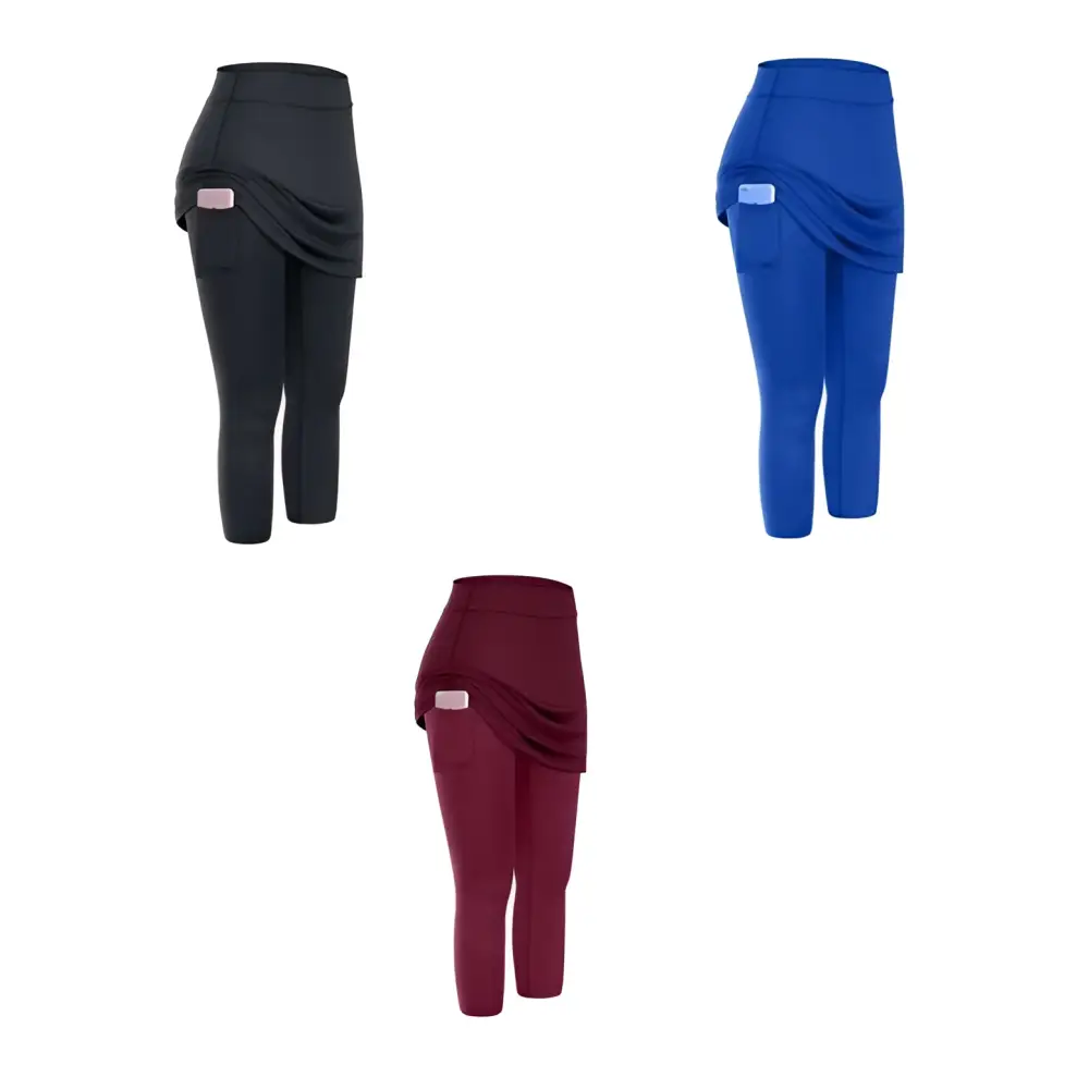 Women Tennis Skirted Leggings with Pockets