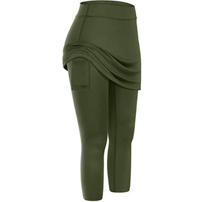 Women Tennis Skirted Leggings with Pockets
