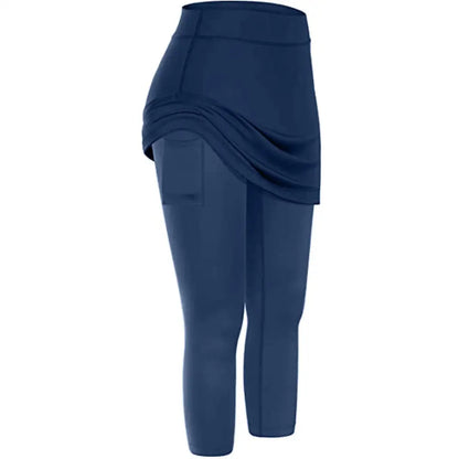 Women Tennis Skirted Leggings with Pockets