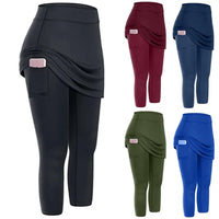 Women Tennis Skirted Leggings with Pockets