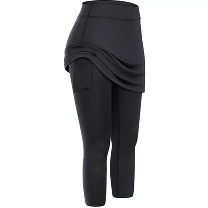 Women Tennis Skirted Leggings with Pockets