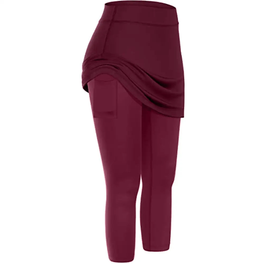 Women Tennis Skirted Leggings with Pockets