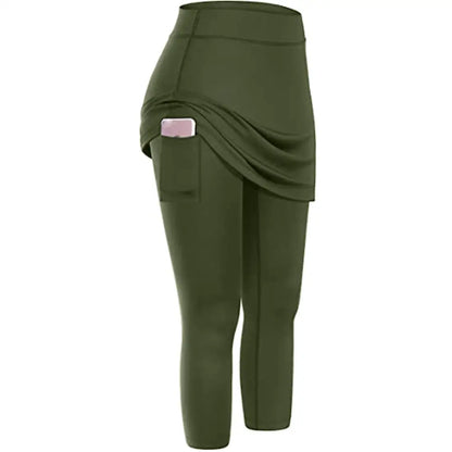 Women Tennis Skirted Leggings with Pockets