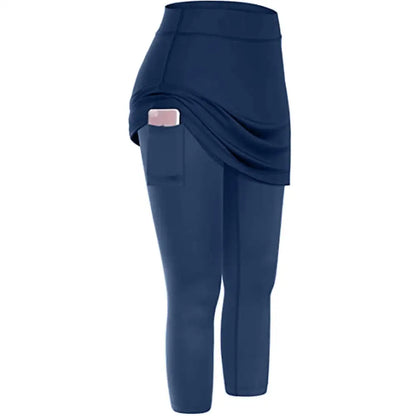 Women Tennis Skirted Leggings with Pockets