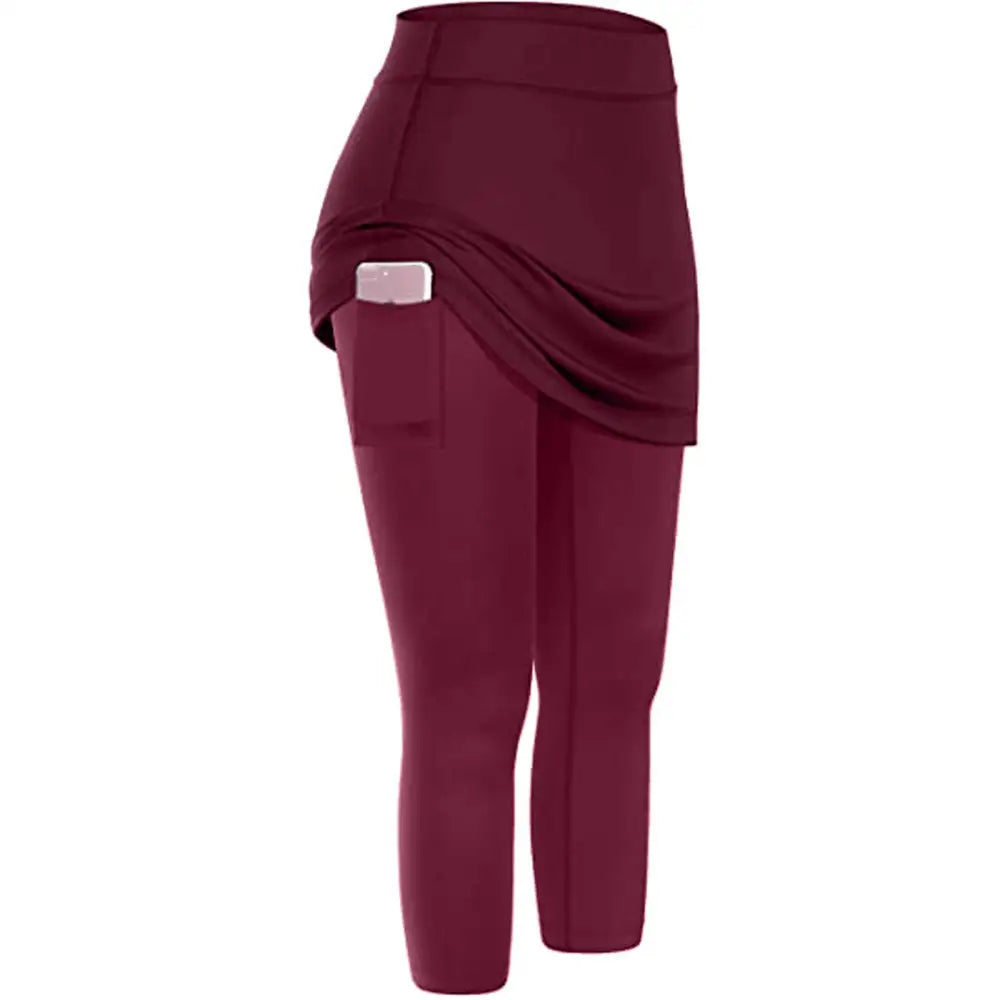 Women Tennis Skirted Leggings with Pockets