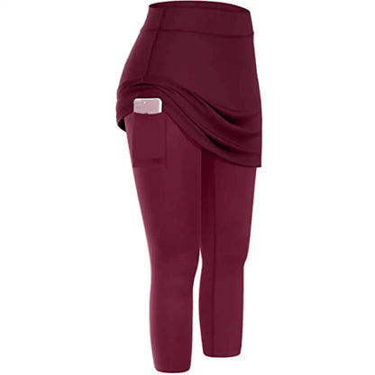 Women Tennis Skirted Leggings with Pockets