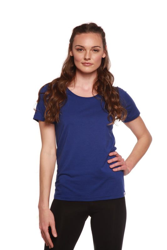 Camiseta de manga corta y cuello redondo de bambú/algodón para mujer