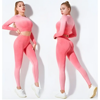 Ensemble de yoga sans couture dégradé à manches longues pour femmes