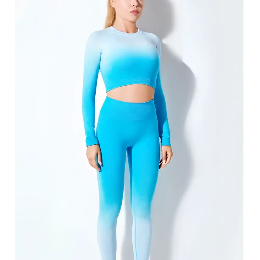 Ensemble de yoga sans couture dégradé à manches longues pour femmes