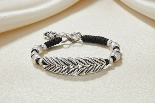 S999 Sterling Silver Handwoven Barley Bracelet