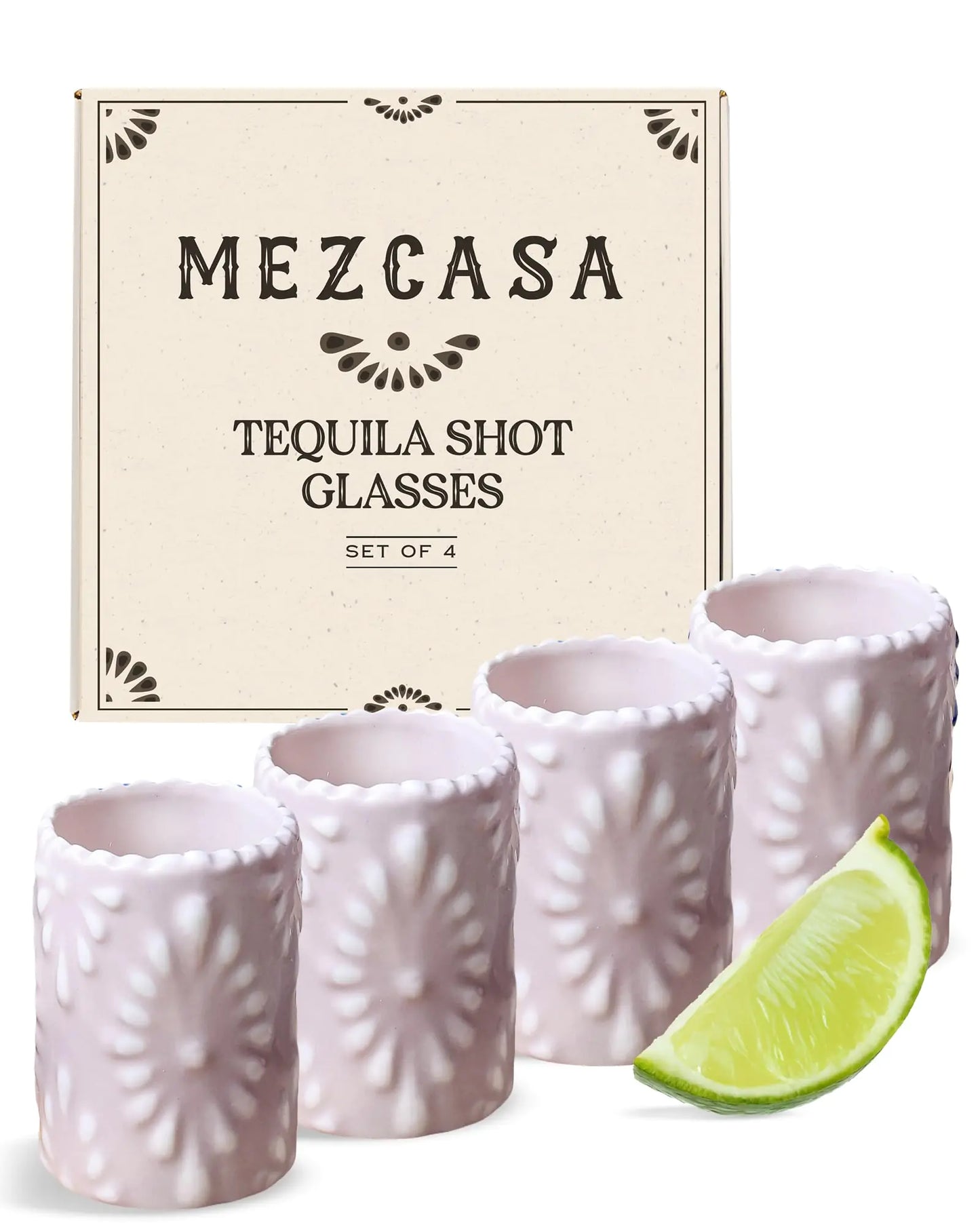 Ensemble de 4 verres à shot Talavera — Verres à shot de tequila 100 % céramique faits à la main