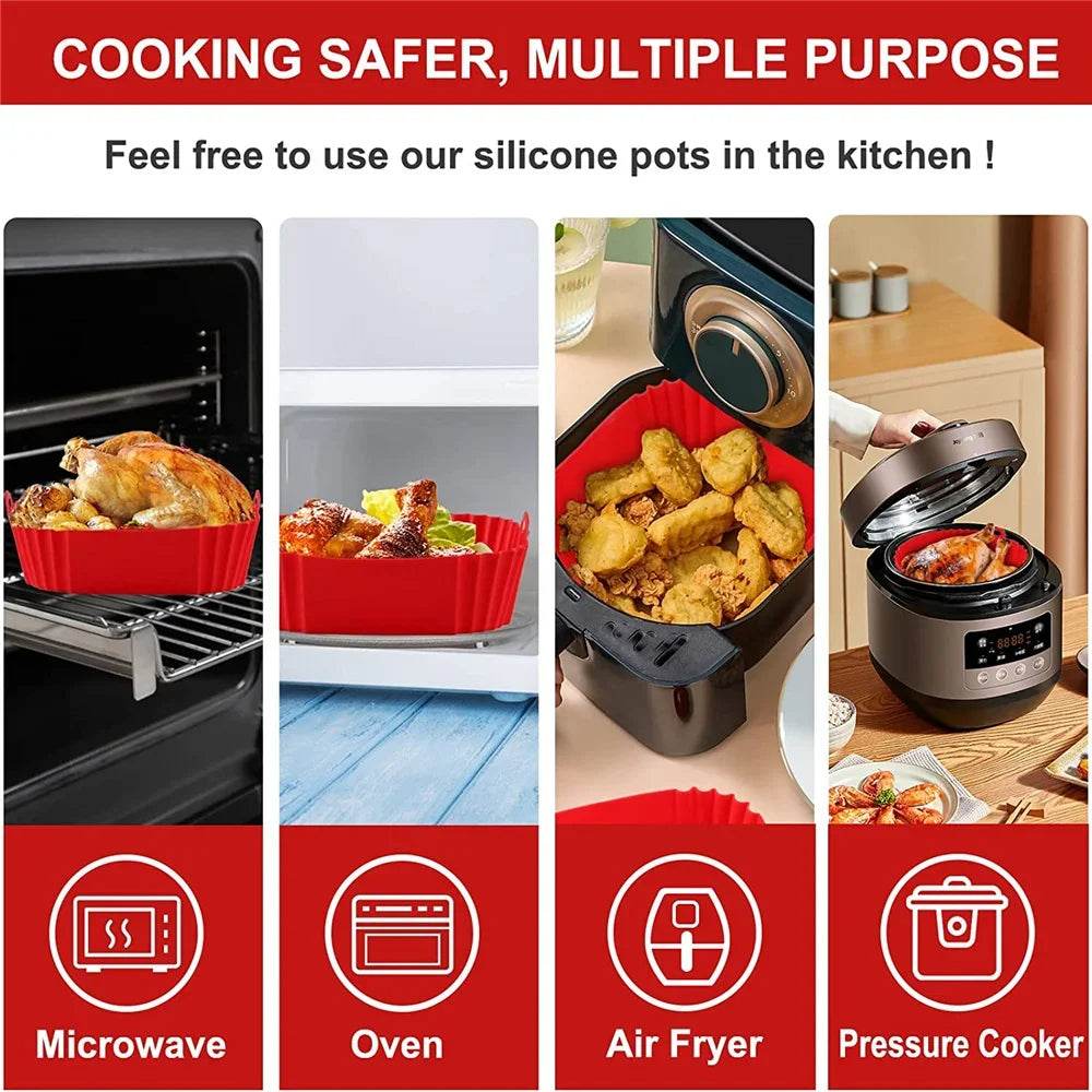 Reusable Silicone Airfryer Pan Liner – Non-Stick Baking Tray for Ovens