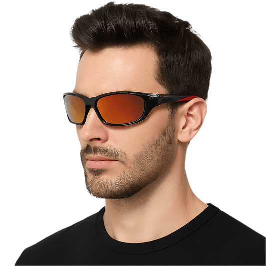 Polarized Goggle-Style Sunglasses | UV Protection Mirror Lens Eyewear