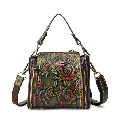 Genuine Leather Women's Handbag and Bucket Backpack